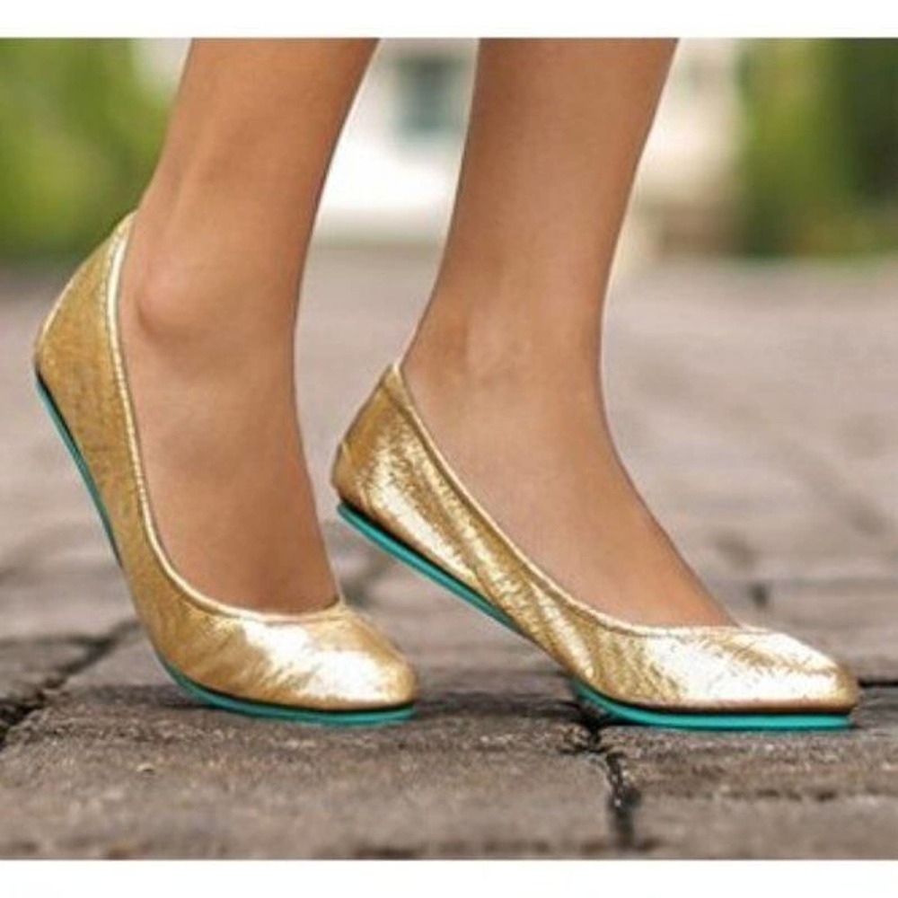 Tieks Golden Glitz Metallic Gold Ballet Flats Shoes Women's Size 9 H14585 - Picture 9 of 9